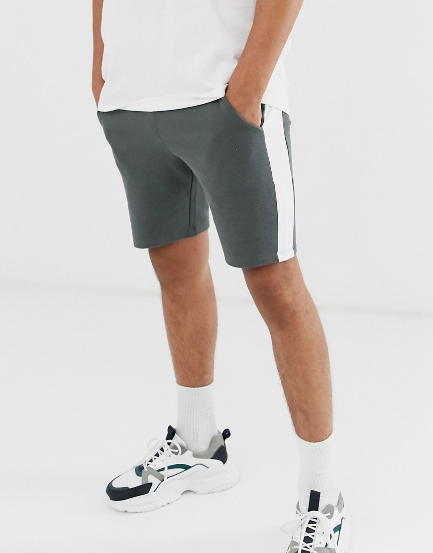 ASOS DESIGN - Pantaloncini skinny in jersey grigio scuro con riga laterale