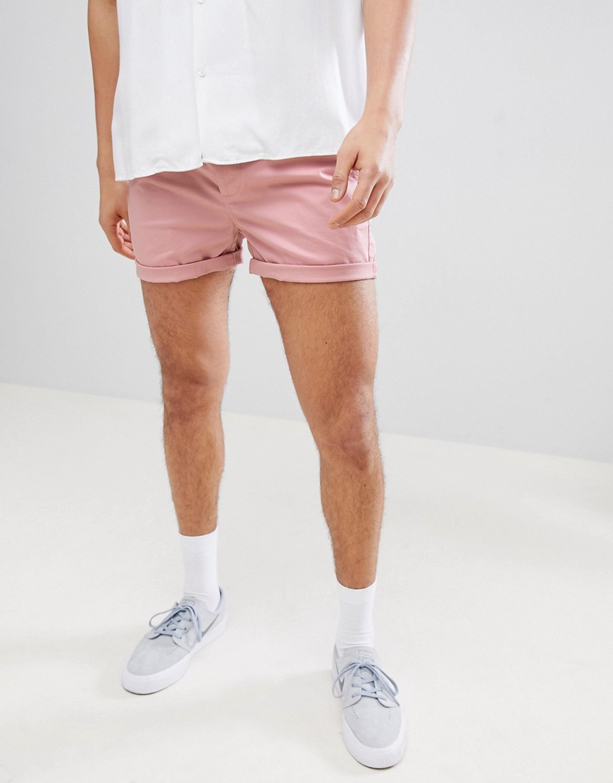 ASOS DESIGN - Pantaloncini skinny taglio corto rosa pastello