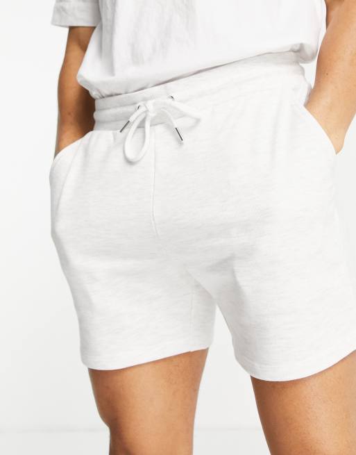 ASOS DESIGN - Pantaloncini slim corti in jersey, colore bianco mélange
