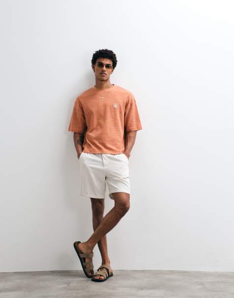 ASOS DESIGN - Pantaloncini slim in misto lino color pietra di lunghezza media - view 1