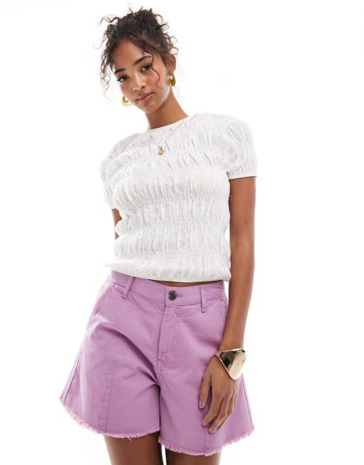 ASOS DESIGN - Pantaloncini svasati lilla slavato, 2 di 5