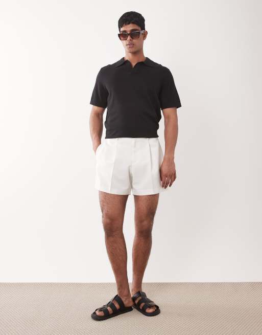 ASOS DESIGN - Pantaloncini taglio corto bianchi eleganti ampi con pieghe