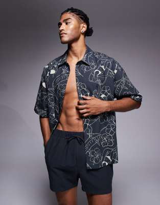 ASOS DESIGN - Pantaloncini taglio corto neri in coordinato