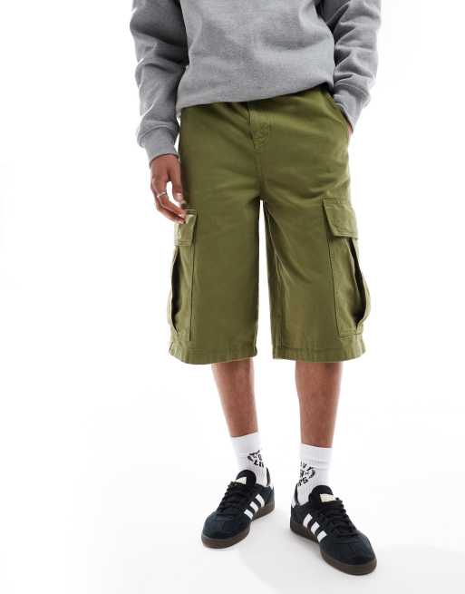 ASOS DESIGN - Pantaloncini taglio lungo cargo kaki, 2 di 5
