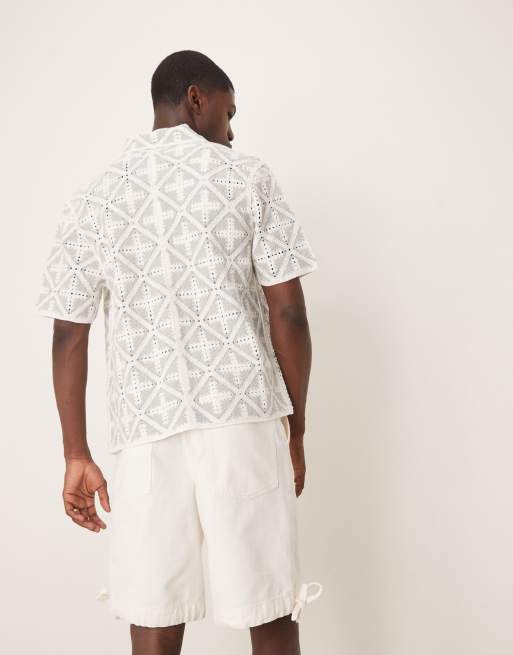 ASOS DESIGN - Pantaloncini taglio lungo écru con pieghe, 4 di 5