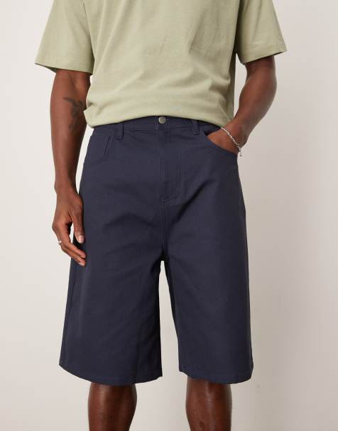 ASOS DESIGN - Pantaloncini taglio lungo in tela color blu navy - view 1