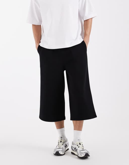 ASOS DESIGN - Pantaloncini taglio lungo neri