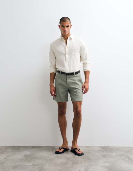 ASOS DESIGN - Pantaloncini taglio medio ampi in misto lino kaki in coordinato, 2 di 5