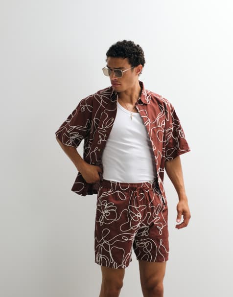 ASOS DESIGN - Pantaloncini taglio medio bordeaux con dettagli stile corda in coordinato - view 1