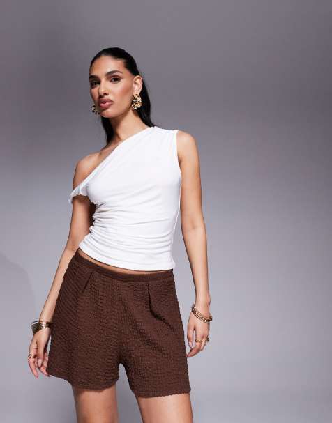 ASOS DESIGN - Pantaloncini testurizzati color cioccolato - view 1