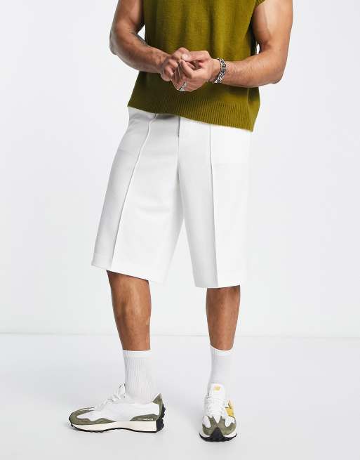 ASOS DESIGN Pantaloncini testurizzati eleganti ampi taglio lungo