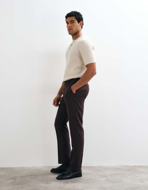 ASOS DESIGN pantalone da abito slim in flanella marrone, 5 di 5
