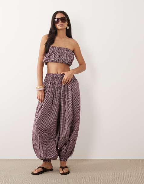ASOS DESIGN - Pantalones a cuadros vichy de corte globo (parte de un conjunto) - view 1