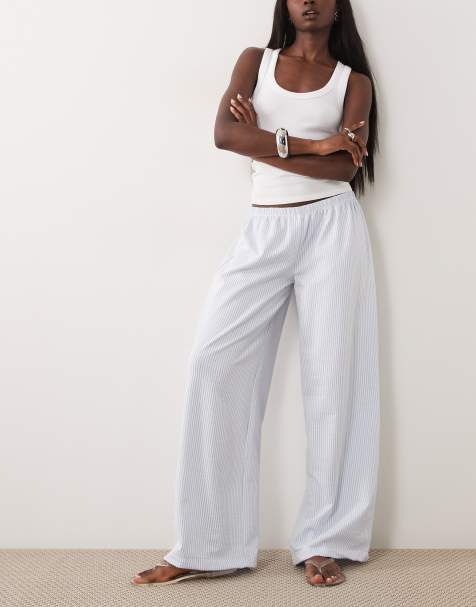 ASOS DESIGN - Pantalones a rayas de pernera ancha con cordón ajustable de sirsaca (parte de un conjunto) - view 1
