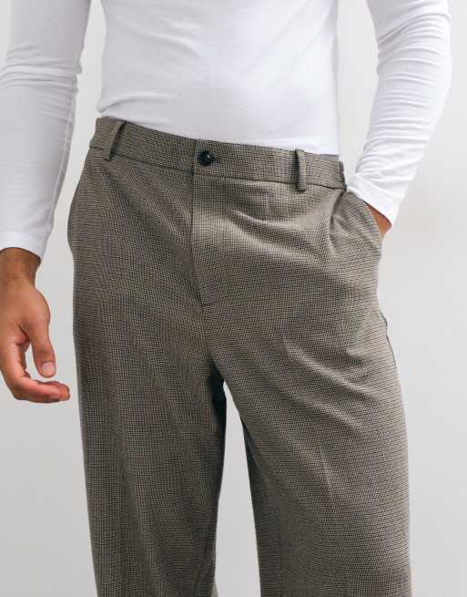 ASOS DESIGN pantalones anchos de vestir de conjunto en marrón de pata de gallo, 3 de 5