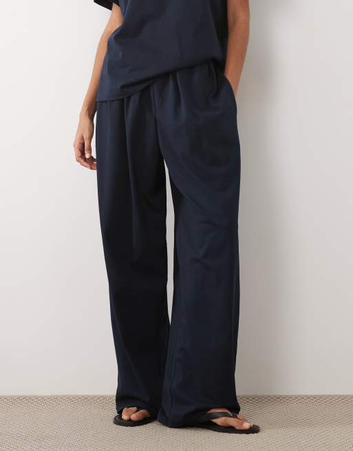 ASOS DESIGN - Pantalones azul marino extragrandes de pernera abombada de algodón (parte de un conjunto), 2 de 5