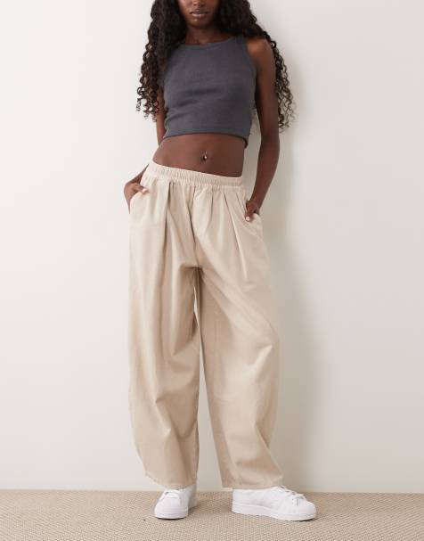 ASOS DESIGN - Pantalones beis lavado sin cierres con lazada en la cintura - view 1
