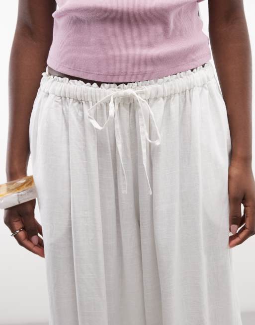 ASOS DESIGN - Pantalones blancos de corte bombacho sin cierres de mezcla de lino, 4 de 5