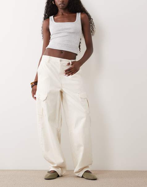 ASOS DESIGN - Pantalones cargo con cintura ajustable en crudo - view 1