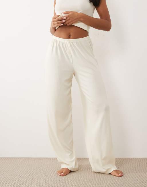 ASOS DESIGN - Pantalones color marfil de pernera ancha de canalé Mix & Match, 2 de 4