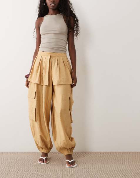 ASOS DESIGN - pantalones con detalle de falda y pernera balloon en camel - view 1