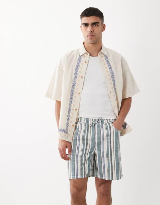 ASOS DESIGN - Pantalones cortos a rayas elásticos de corte ancho y largo medio, 2 de 5
