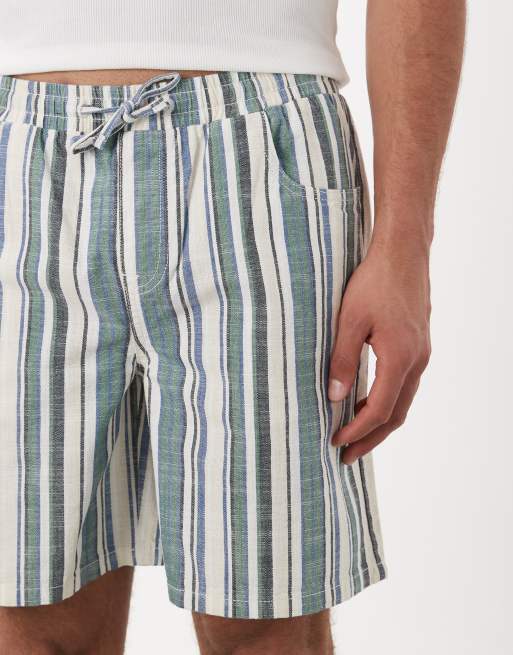 ASOS DESIGN - Pantalones cortos a rayas elásticos de corte ancho y largo medio, 4 de 5