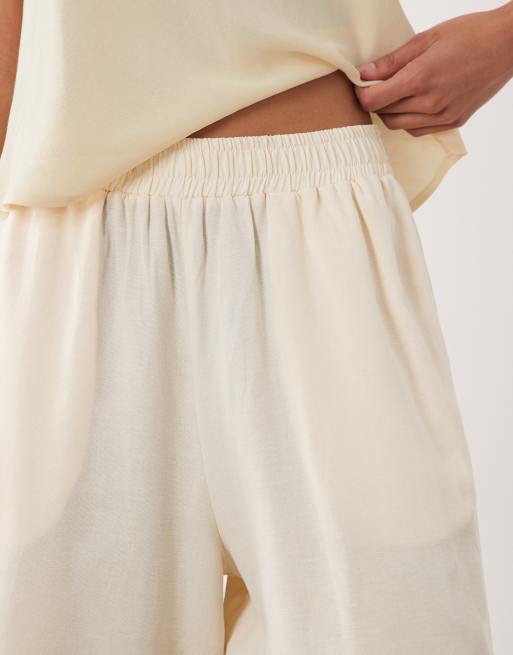 ASOS DESIGN - Pantalones cortos blanco marfil estilo bermudas de mezcla de lino, 4 de 5
