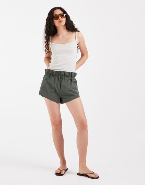 ASOS DESIGN - Pantalones cortos cargo caquis con cinturilla paperbag - view 1