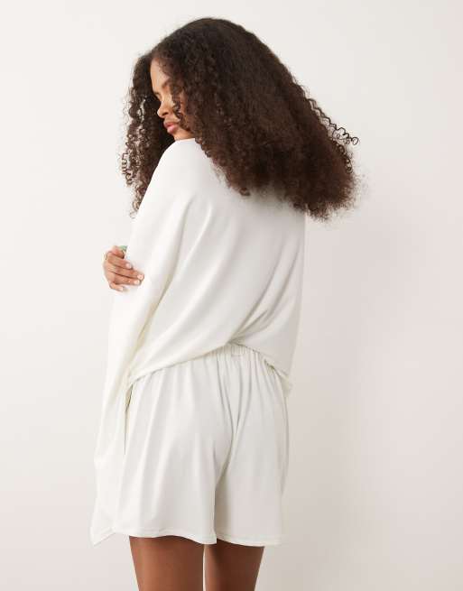 ASOS DESIGN - Pantalones cortos color crema de pernera ancha con cordón ajustable (parte de un conjunto), 5 de 5