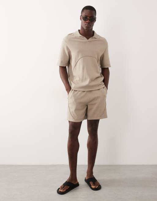 ASOS DESIGN - Pantalones cortos color piedra de punto texturizado