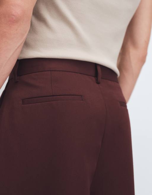 ASOS DESIGN - Pantalones cortos de sastre burdeos extragrandes estilo bermudas con pinzas, 5 de 7