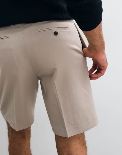 ASOS DESIGN - Pantalones cortos de sastre color piedra de corte estándar, 5 de 5
