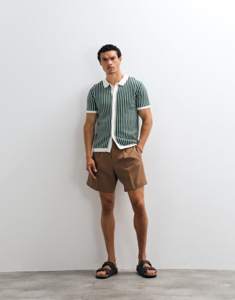ASOS DESIGN - Pantalones cortos de sastre marrón cálido de corte ancho con pinzas - view 1