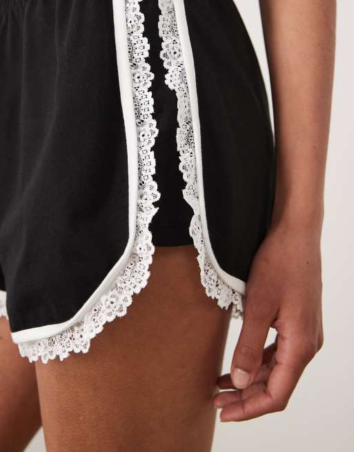 ASOS DESIGN - Pantalones cortos deportivos negros de encaje, 2 de 5