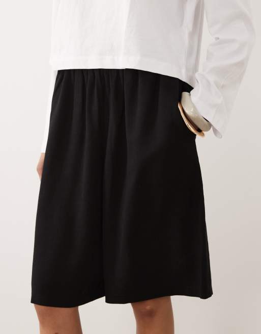ASOS DESIGN - Pantalones cortos negros estilo bermudas de mezcla de lino, 4 de 5