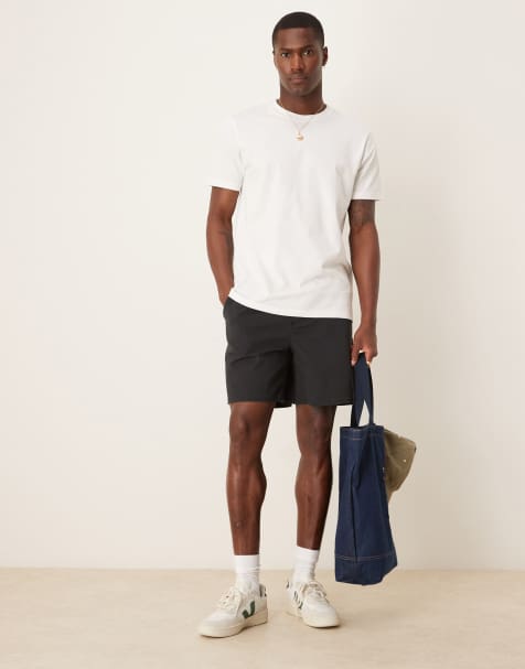 ASOS DESIGN - Pantalones cortos negros sin cierres de corte suelto y largo estándar - view 1