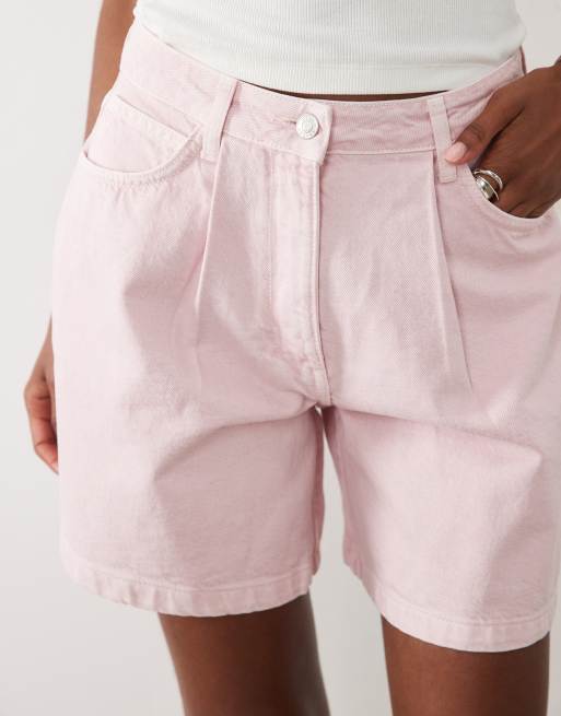 ASOS DESIGN - Pantalones cortos rosa lavado de corte acampanado (parte de un conjunto), 4 de 5