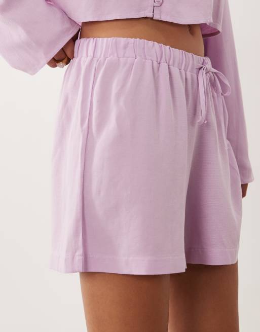 ASOS DESIGN - Pantalones cortos rosa rubor sin cierres de mezcla de lino (parte de un conjunto), 3 de 5