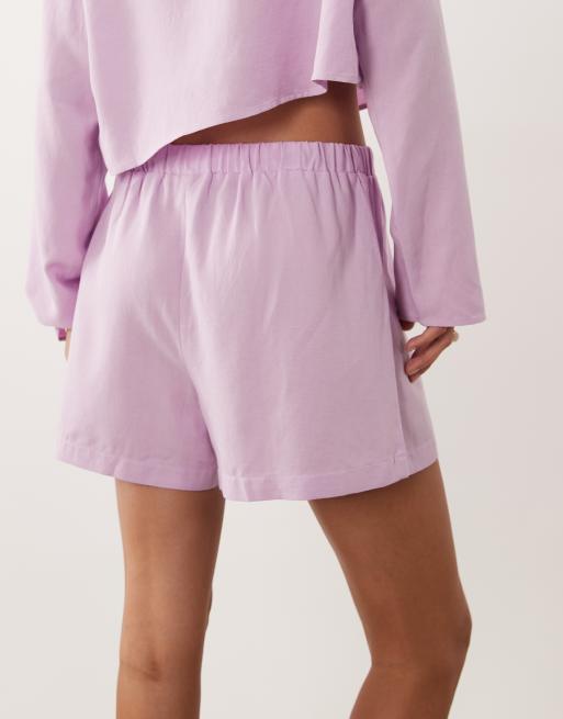 ASOS DESIGN - Pantalones cortos rosa rubor sin cierres de mezcla de lino (parte de un conjunto), 5 de 5