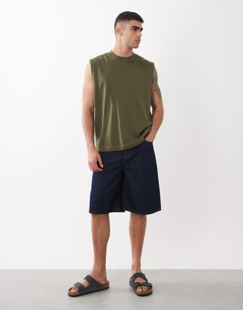 ASOS DESIGN - Pantalones cortos vaqueros azul añil de corte alargado suelto - view 1