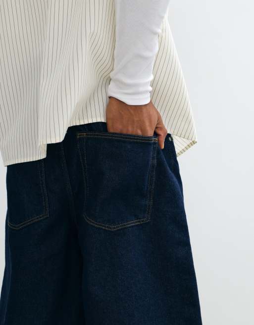 ASOS DESIGN - Pantalones cortos vaqueros azul añil de corte alargado suelto , 3 de 7