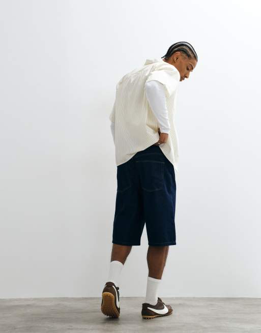 ASOS DESIGN - Pantalones cortos vaqueros azul añil de corte alargado suelto , 6 de 7