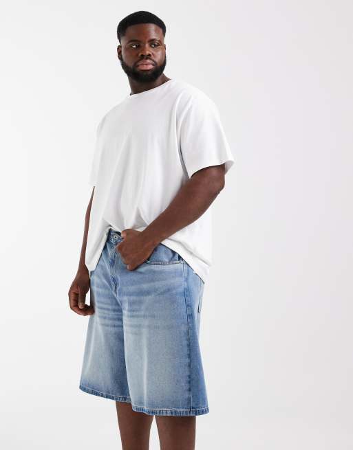 ASOS DESIGN - Pantalones cortos vaqueros azules de corte alargado suelto con lavado claro , 2 de 6