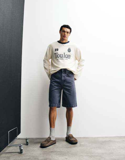 ASOS DESIGN - Pantalones cortos vaqueros azules de corte alargado suelto - view 1