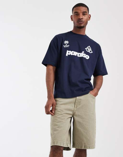 ASOS DESIGN - Pantalones cortos vaqueros caqui de corte alargado suelto , 3 de 5