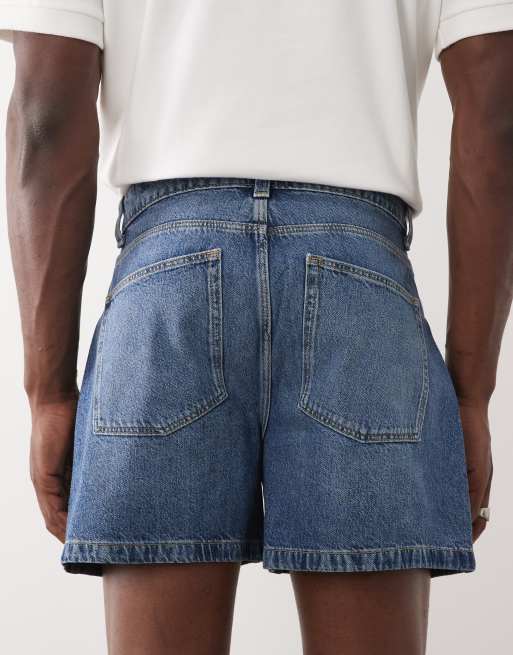 ASOS DESIGN - Pantalones cortos vaqueros de corte alargado con lavado azul medio, 5 de 5