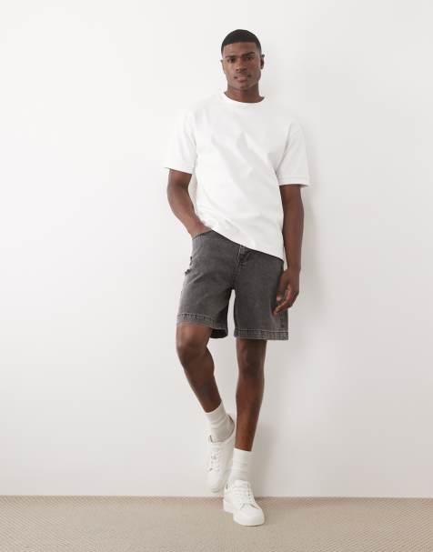 ASOS DESIGN - Pantalones cortos vaqueros negro lavado de corte alargado suelto con diseño rasgado - view 1