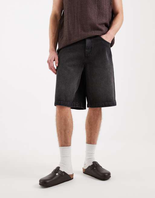 ASOS DESIGN - Pantalones cortos vaqueros negro lavado de corte alargado suelto, 3 de 5