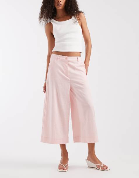 ASOS DESIGN - Pantalones culotte de pernera ancha de tejido efecto lino - view 1